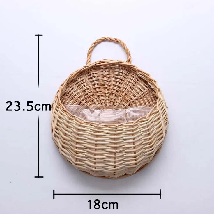 Hand Made Wicker Rattan Flower Planter Wall Hanging Wicker Rattam Basket