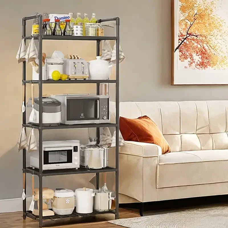 Multi functional 5-layer iron storage rack - suitable for organizing kitchens, living rooms, and garages, multi room use
