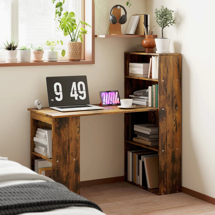 HOMCOM 120cm Computer Desk Bookshelf Writing Table 6 Shelves