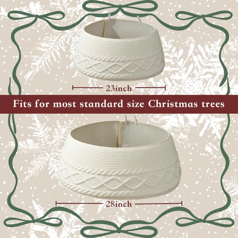 Soft Knitted Christmas Tree Collar – Reusable Fabric Tree Base Cover for Xmas Tree Stand, Farmhouse Holiday Decoration, 60cm