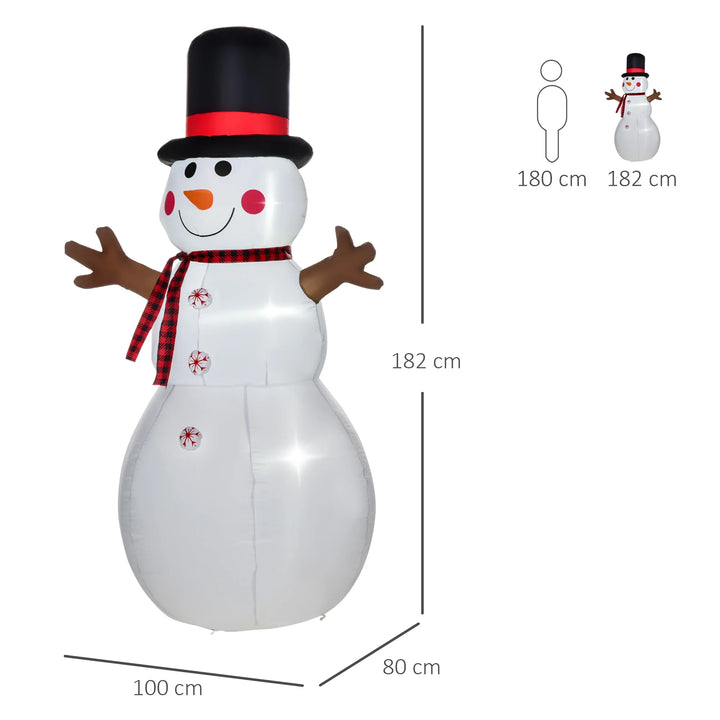HOMCOM 6ft Giant Inflatable Snowman Christmas Decoration w/ LED Lights Accessories
