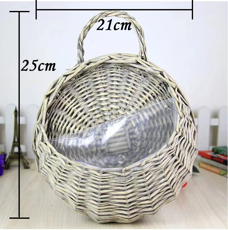 Hand Made Wicker Rattan Flower Planter Wall Hanging Wicker Rattam Basket