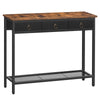 HOOBRO Console Table Narrow Entryway Table With 2 Drawers And Shelves Entrance Sofa Table For Living Room Hallway Bookshelf