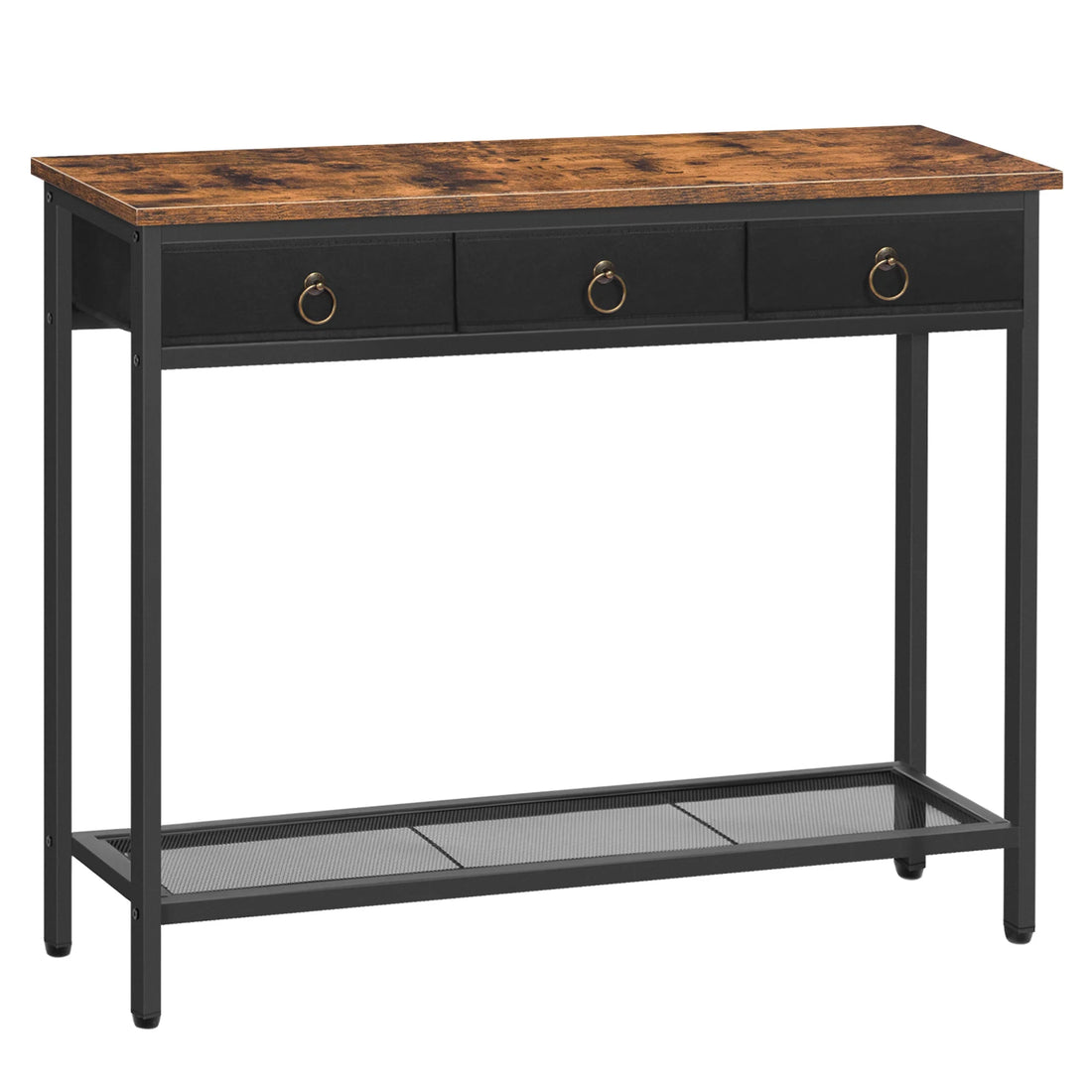 HOOBRO Console Table Narrow Entryway Table With 2 Drawers And Shelves Entrance Sofa Table For Living Room Hallway Bookshelf