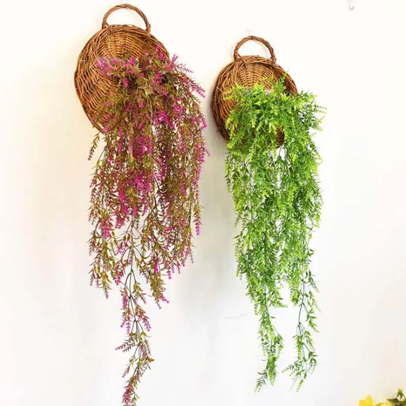 Hand Made Wicker Rattan Flower Planter Wall Hanging Wicker Rattam Basket