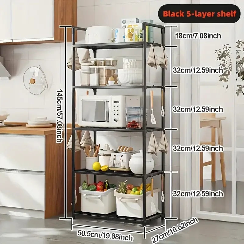 Multi functional 5-layer iron storage rack - suitable for organizing kitchens, living rooms, and garages, multi room use