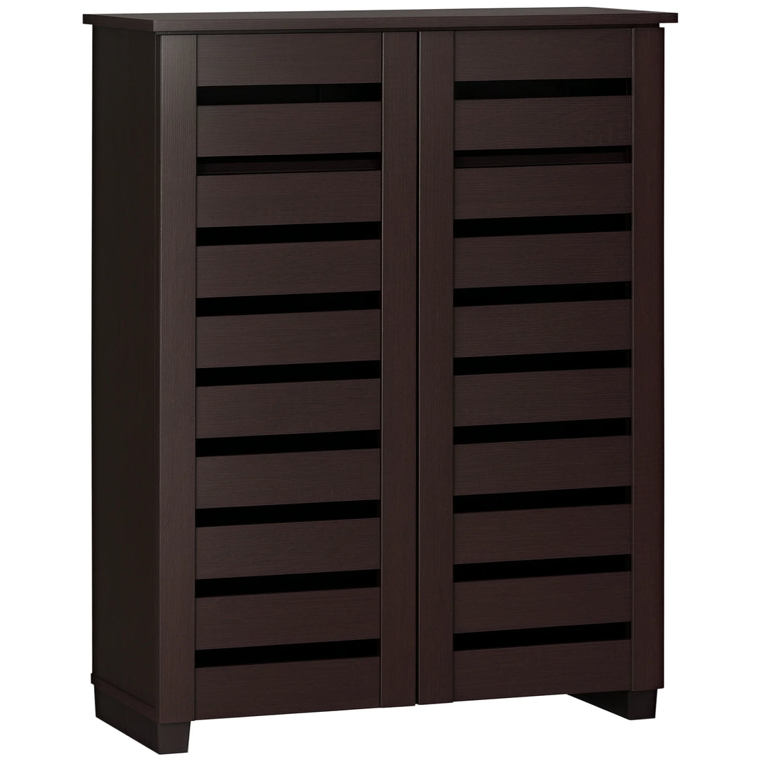 HOMCOM Shoe Storage Cabinet with Slatted Doors for 15 Pairs of Shoes Brown