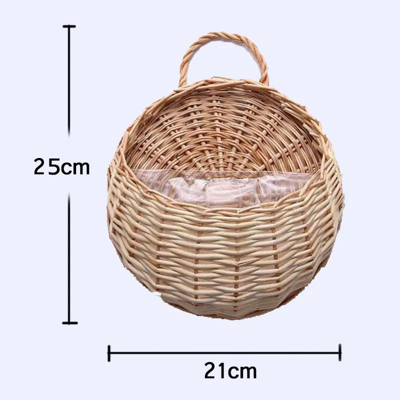 Hand Made Wicker Rattan Flower Planter Wall Hanging Wicker Rattam Basket