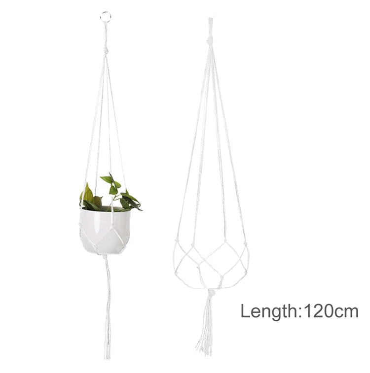 Macrame Handmade Plant Hanger Baskets Flower Pots Holder Balcony Hanging Planter Basket Decor Lifting Rope Home Garden Supplies
