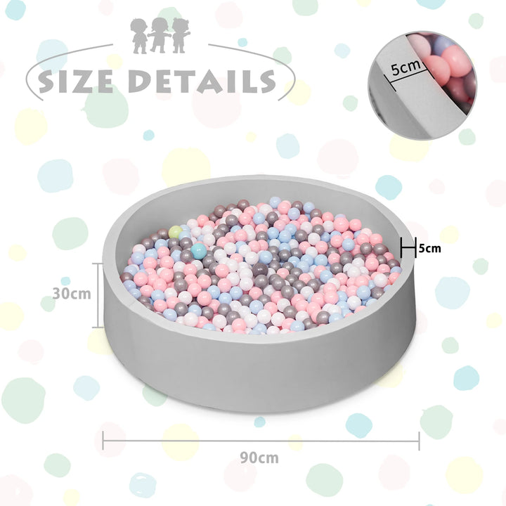 Baby Ball Pit, Round Baby Soft Foam Ball Pit for Toddlers, Indoor Outdoor Small Kids Ball Pool, Balls Not Included