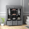 HOMCOM Portable Wardrobe w/ 5 Shelves 3 Fabric Drawers and 2 Hanging Rails Grey
