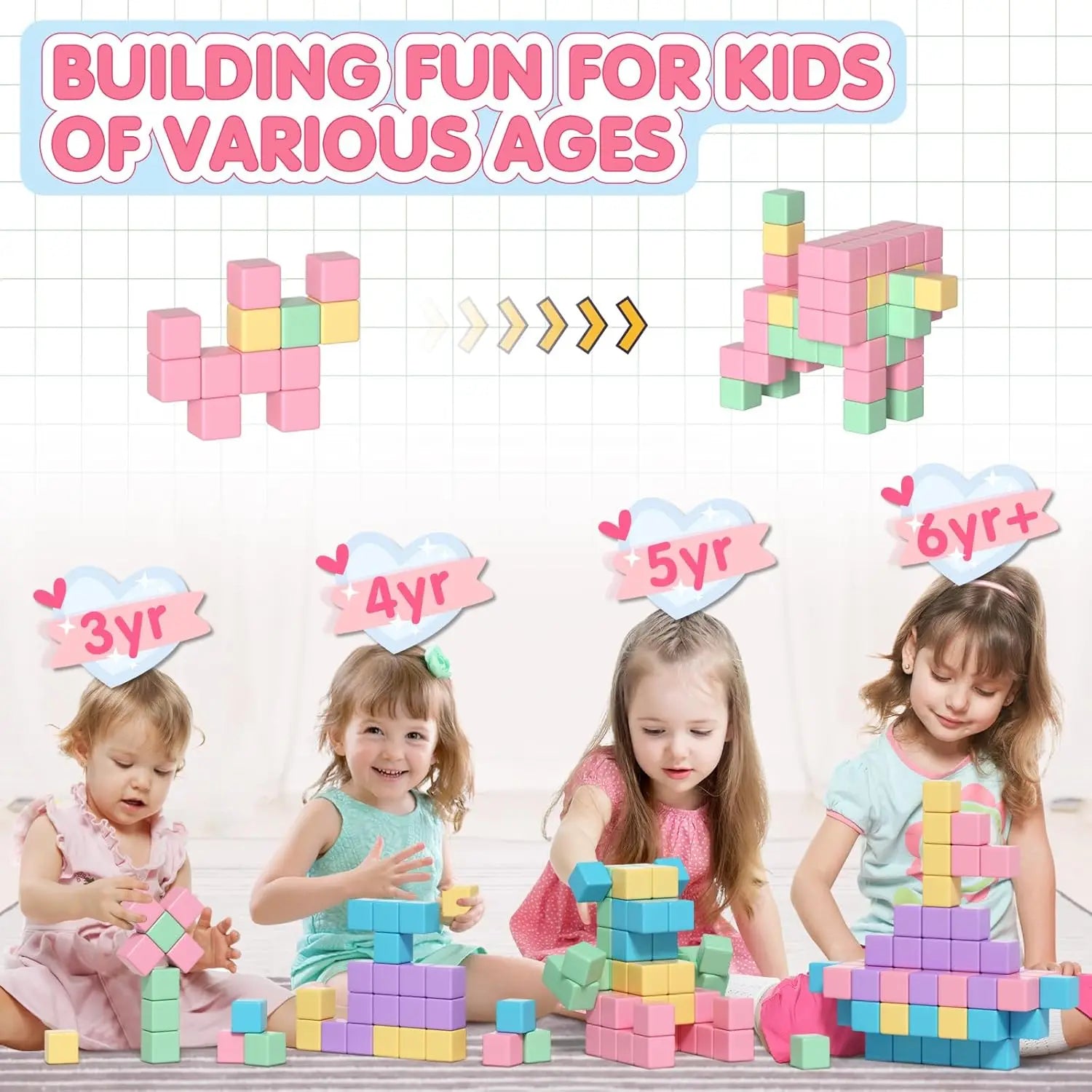 32Pcs Magnetic Blocks for Kids， Magnetic Building Cubes, Educational  STEM Learning Christmas Toys