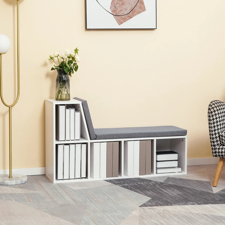2 Tier Bookcase w/ Removable Cushions Storage Cabinet for Living Room