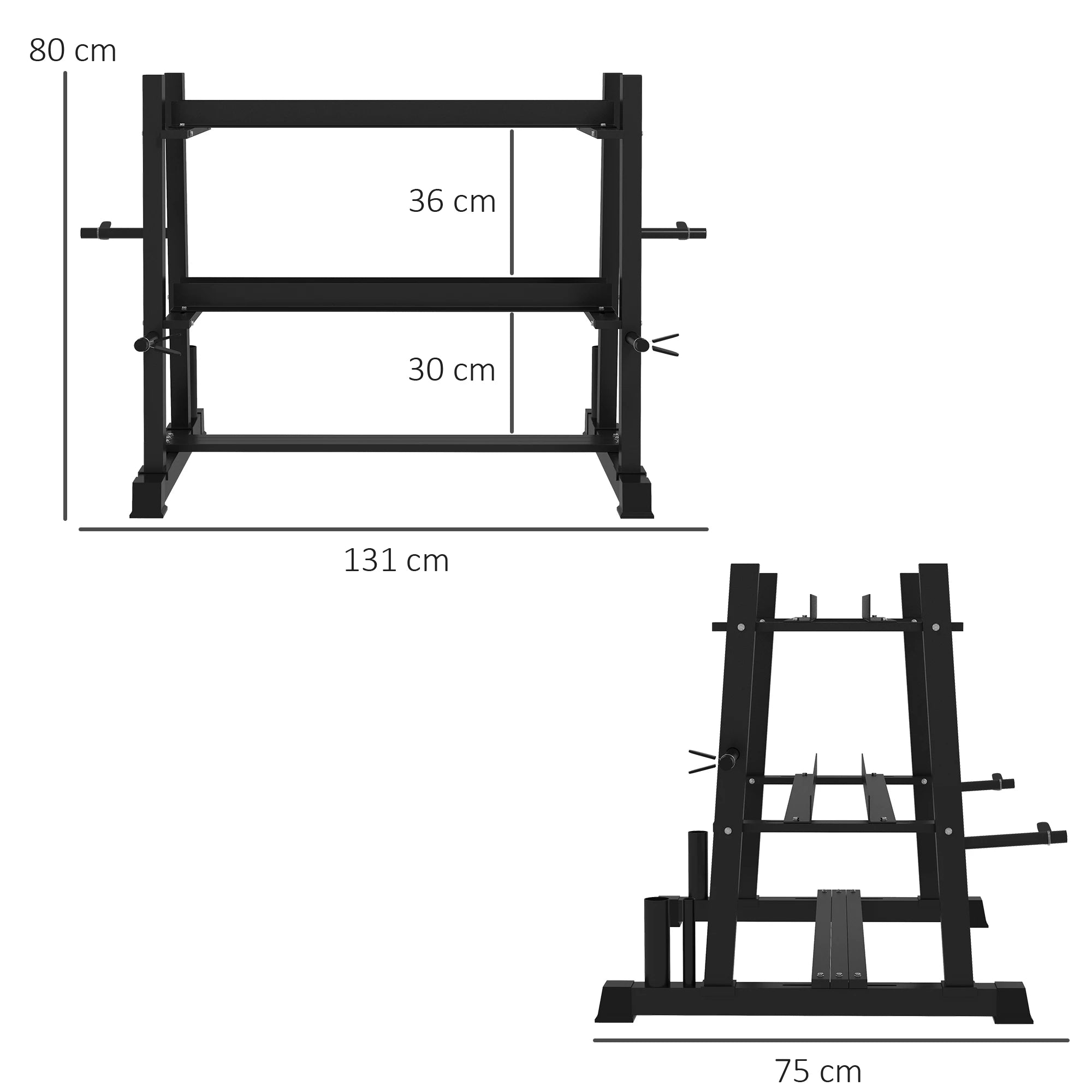 SPORTNOW 3-Tier Dumbbell Rack, Versatile Weight Rack w/ 4 Weight Rods (Rack Only)
