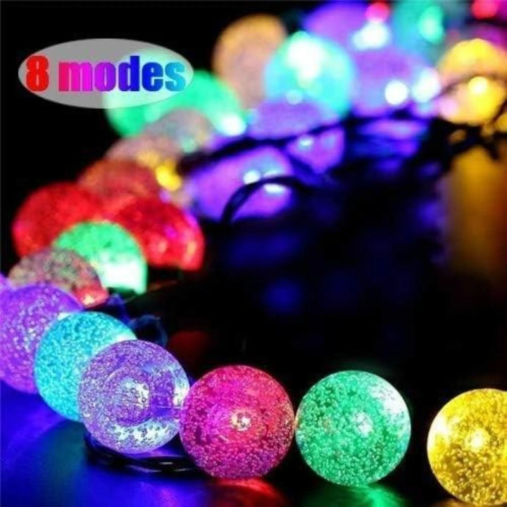 Solar String Lights Garden, 50 LED 24Ft Multi-Coloured Festival Lights Crystal Ball Decorative Fairy Lights Waterproof Indoor Outdoor for Garden, Patio, Yard, Home, Wedding, Christmas, Parties [Energy Class A]