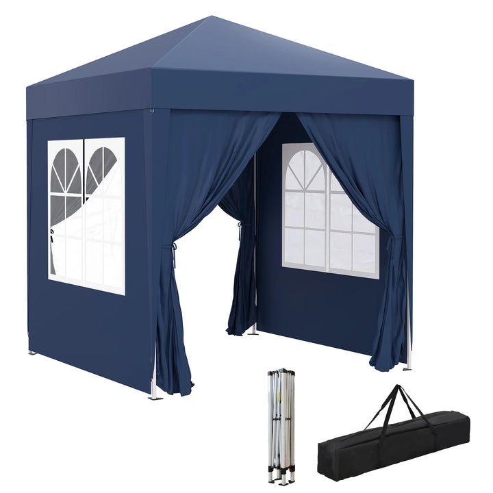 Outsunny 2 x 2 m Garden Pop Up Gazebo, Wedding Party Tent Marquee, Water Resistant Awning Canopy, Blue