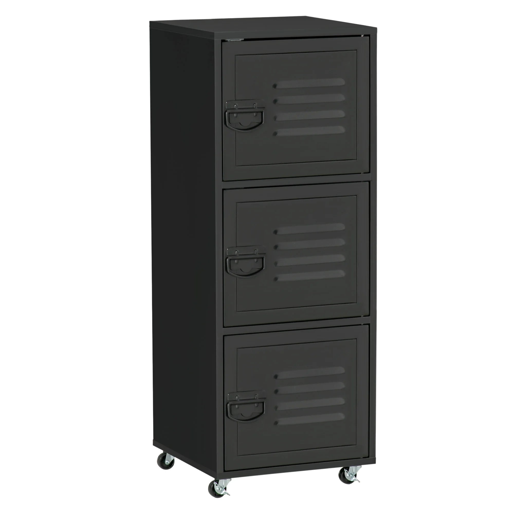 Rolling Storage Cabinet 3-Tier Mobile File Cabinet with Wheels Black