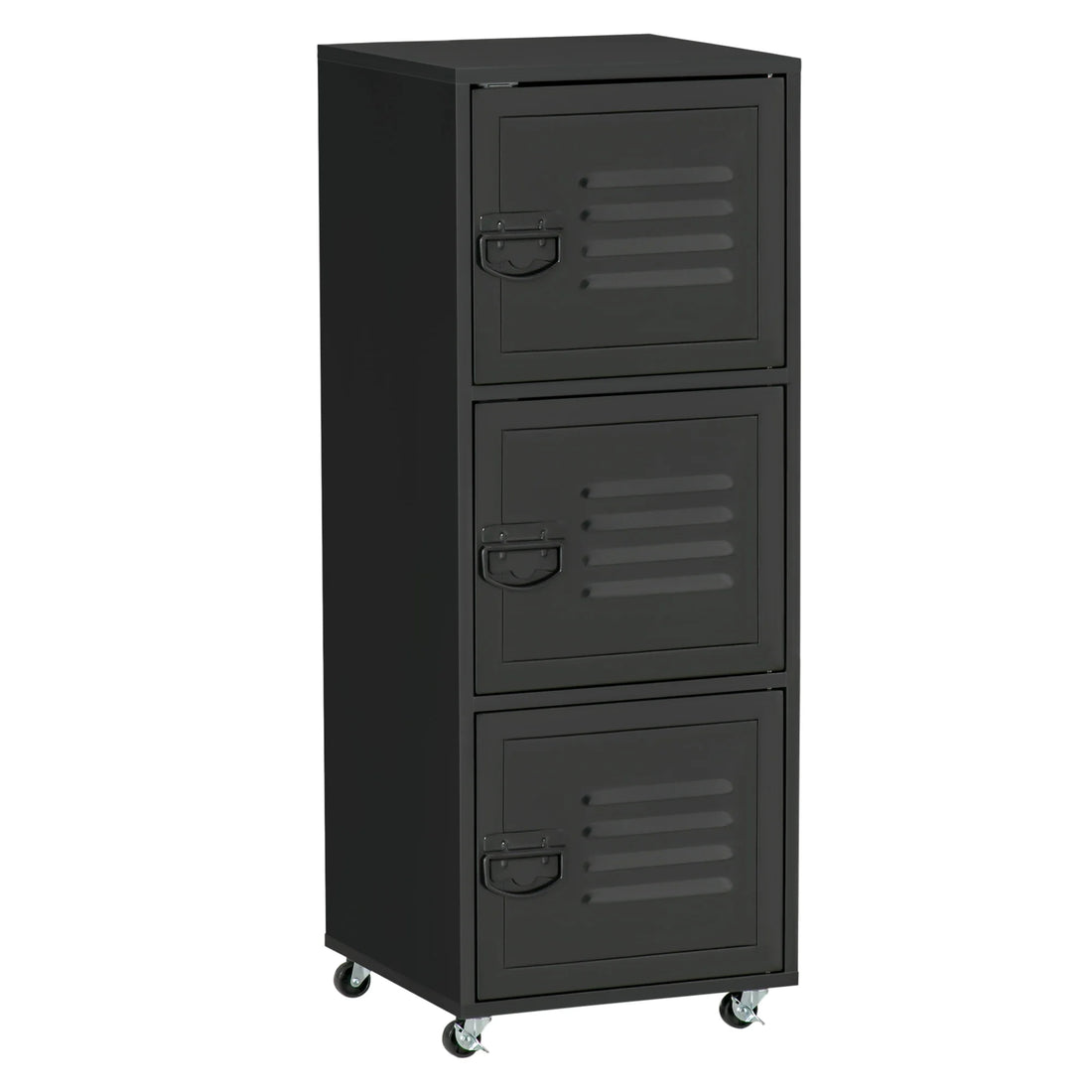 Rolling Storage Cabinet 3-Tier Mobile File Cabinet with Wheels Black