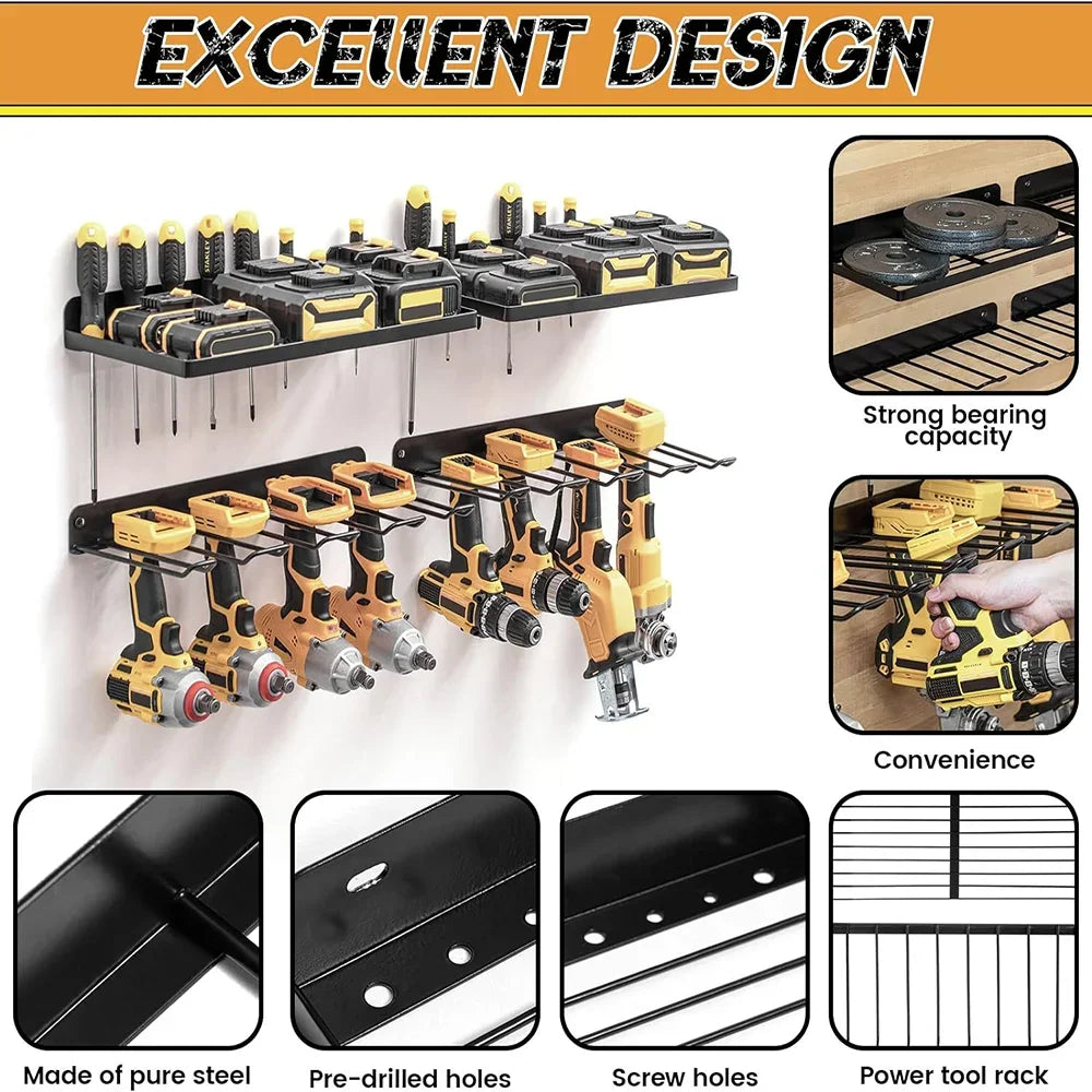 Power Tool Wall Mount Holder Heavy Duty Pegboard Wall Storage Tool Set