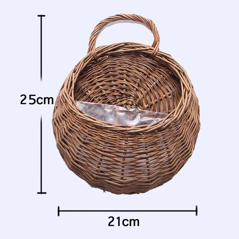 Hand Made Wicker Rattan Flower Planter Wall Hanging Wicker Rattam Basket