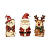 Christmas Wooden Tabletop Figurines 3Pcs Santa Reindeer Cat Statue Set Holiday Home Desktop Decor Ornaments for Xmas Party