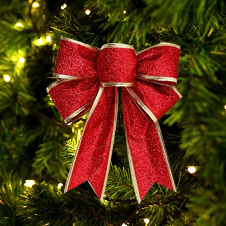 Voltsify 10Pcs Christmas Bows Ribbon Bowknot Christmas Tree Ornaments