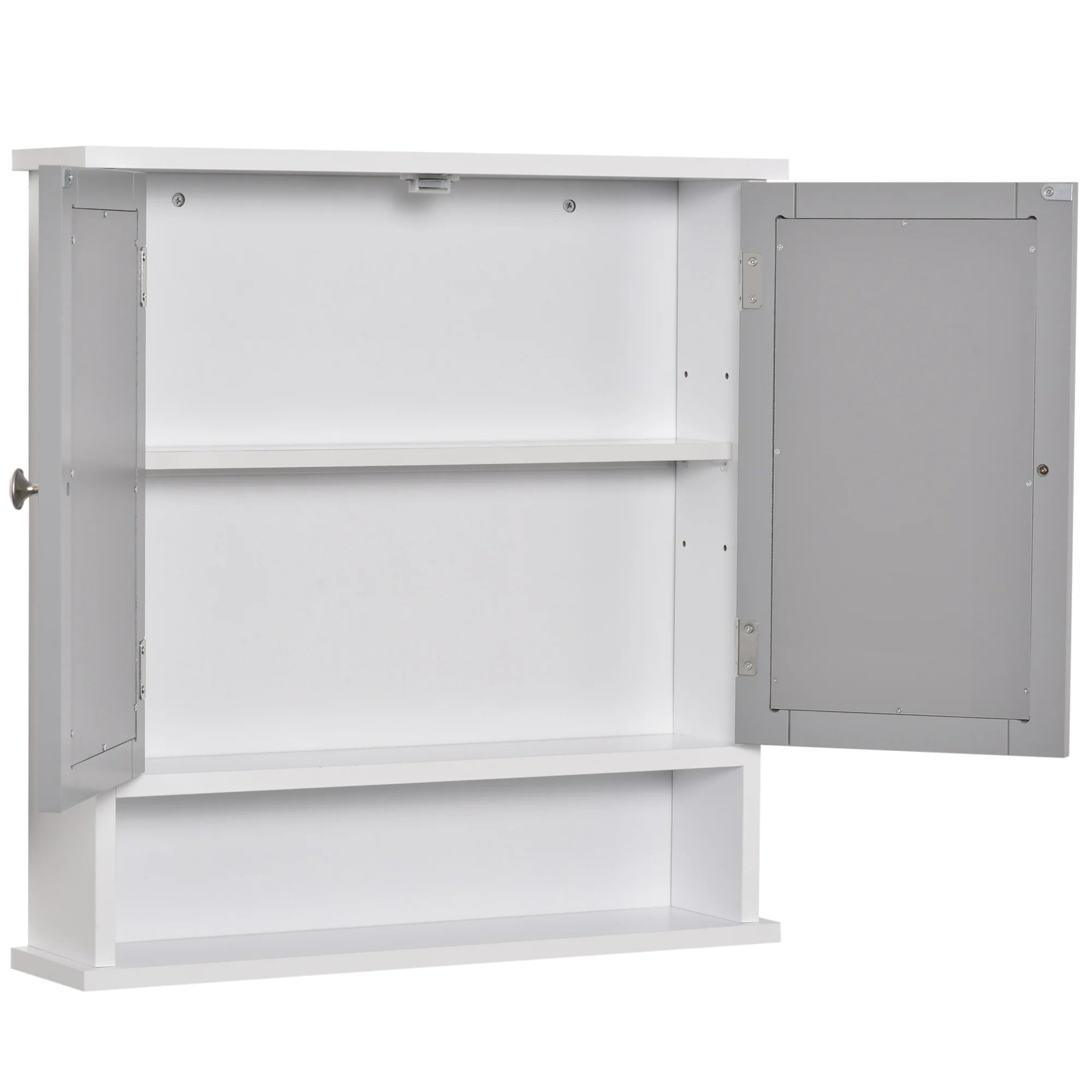 Wall Mounted Mirror Cabinet W/ Double Mirror Doors & Adjustable Shelf