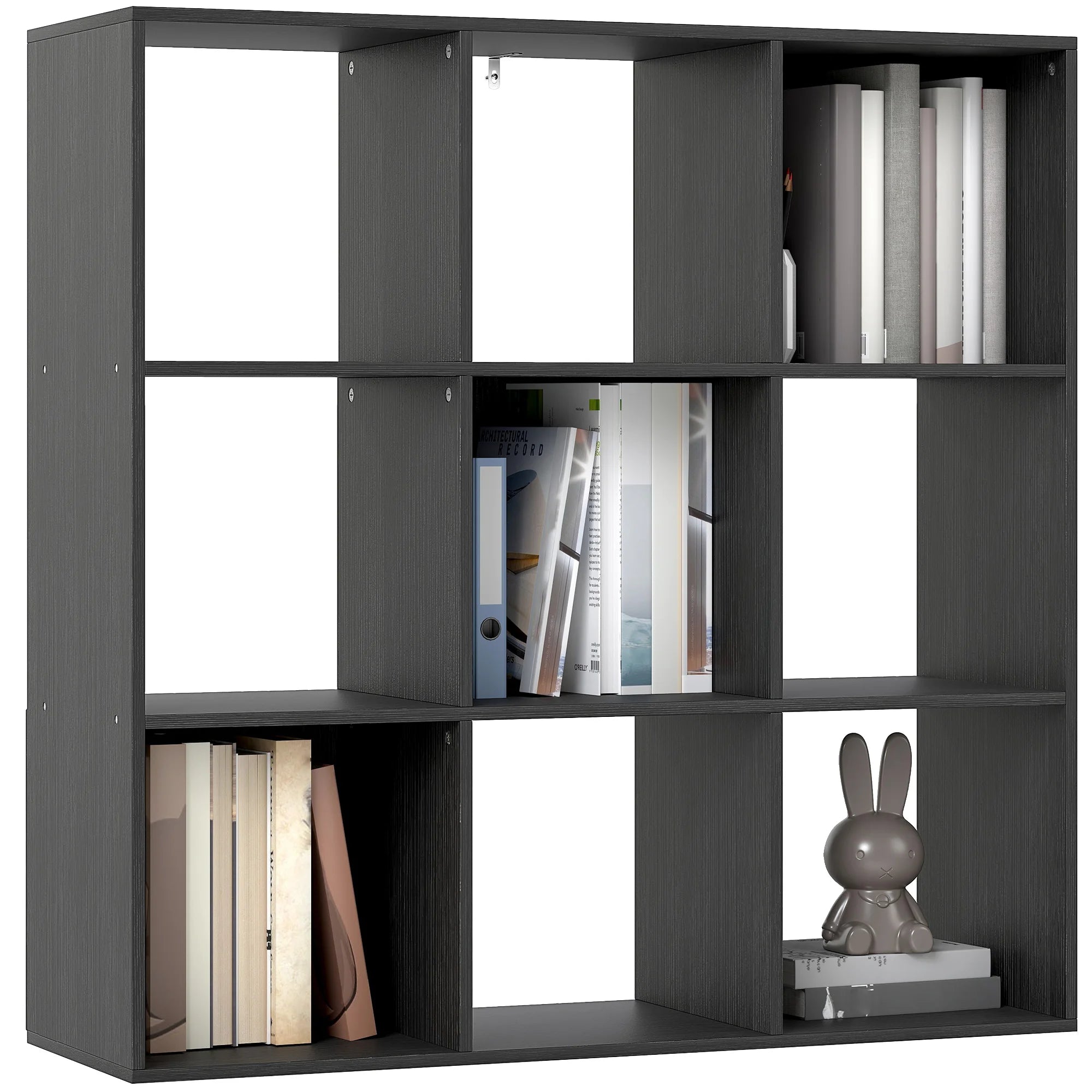 HOMCOM 9 Cube Storage Unit Cabinet Bookcase Display Shelves, Black