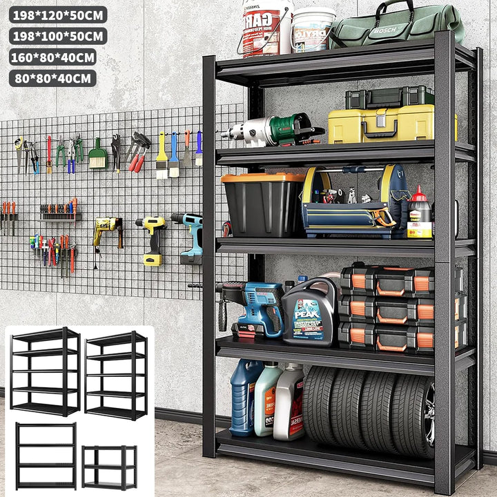 3/4/5 Tier storage rack Shelving Heavy Duty, Adjustable supermarket shelves carbon steel warehouse racks household storage racks