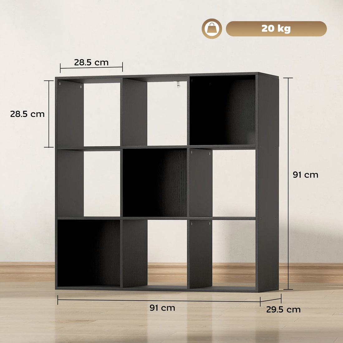 HOMCOM 9 Cube Storage Unit Cabinet Bookcase Display Shelves, Black