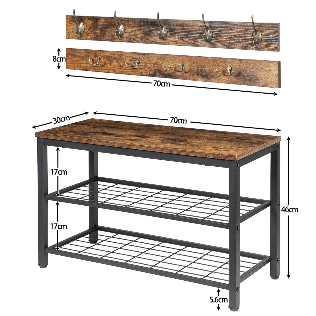 HOOBRO Coat Rack Shoe Bench Set Entryway Shoe Rack With Coat 9 Hooks Hall Tree Wall Coat Hat Bag Hanging Organizer For Entrance