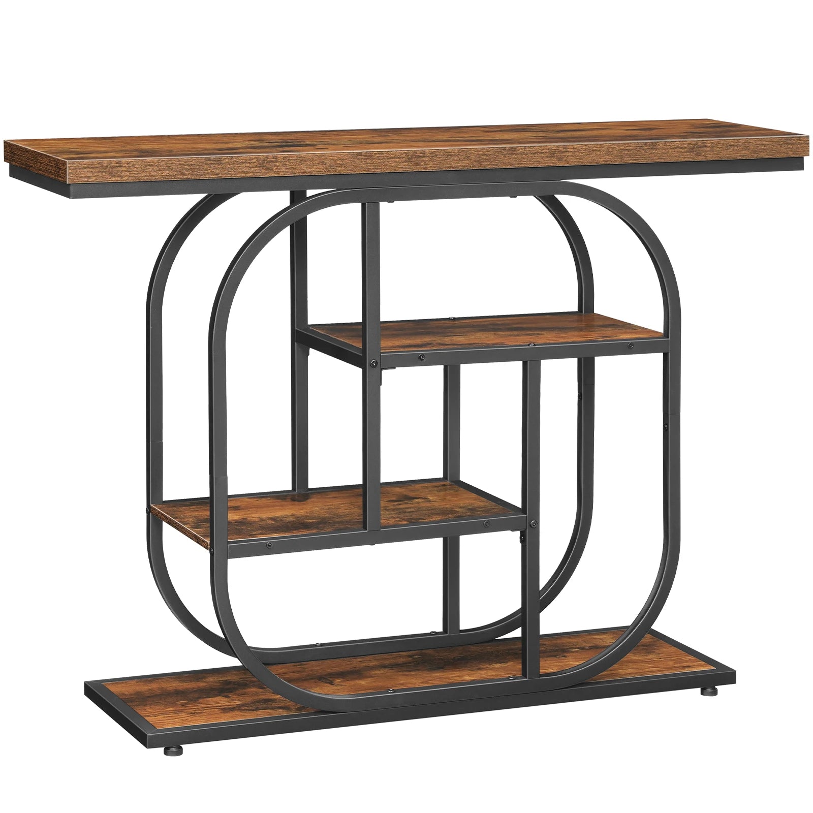 Console Table for Hallway 110 cm Industrial 4-Tier Display Sofe Table with Storage Hallway Table Geometric Frame for Entryway