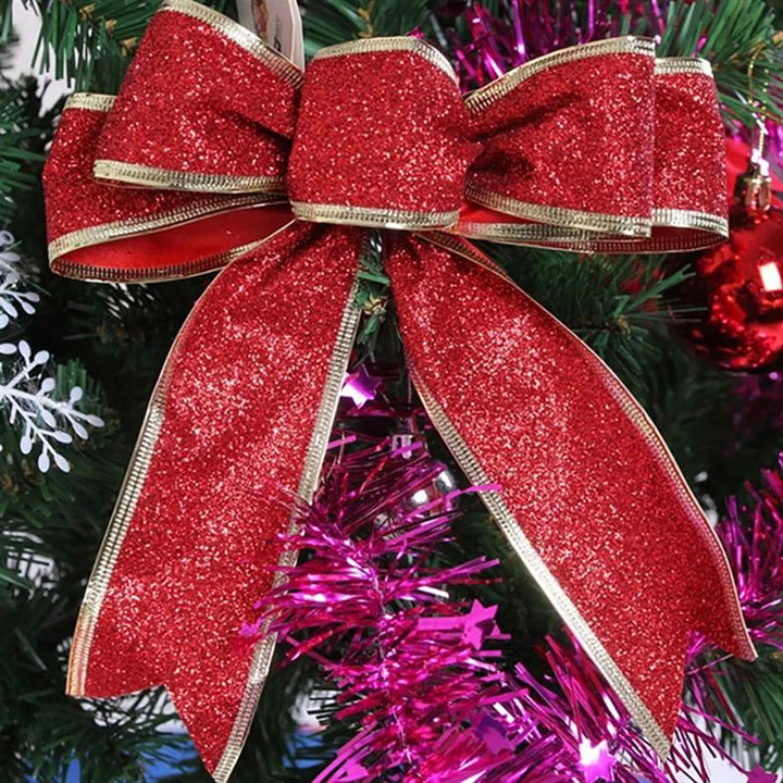 Voltsify 10Pcs Christmas Bows Ribbon Bowknot Christmas Tree Ornaments