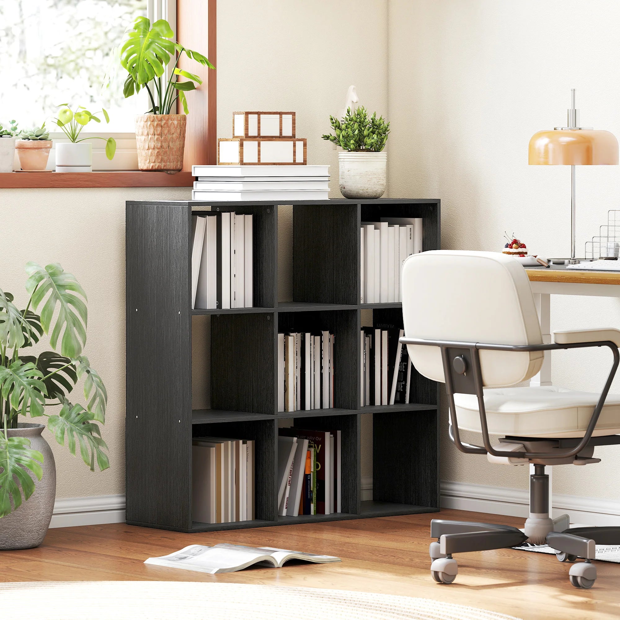 HOMCOM 9 Cube Storage Unit Cabinet Bookcase Display Shelves, Black