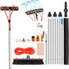 7m/23FT Aluminium Telescopic Window Cleaning Brush with Water Hose – 180° Rotatable 35cm Brush Head & Accessories for Windows, Solar Panels, Roofs & Cars