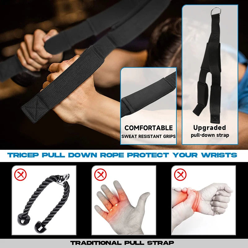 Tricep Rope Cable Attachment,Triceps Extension Straps, Gym Equipment
