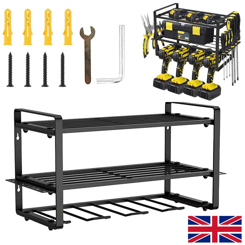 Power Tool Storage Electric Drill Rack Wall Mount Workshop Garage Tool Organizer