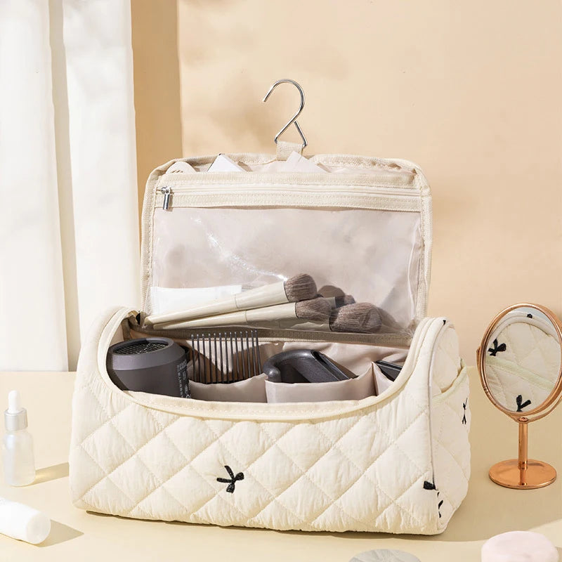 Travel Bag Hangable Storage Bags With Hanging Hook Quilted Travel Case For Airwrap Cotton Hair Tools