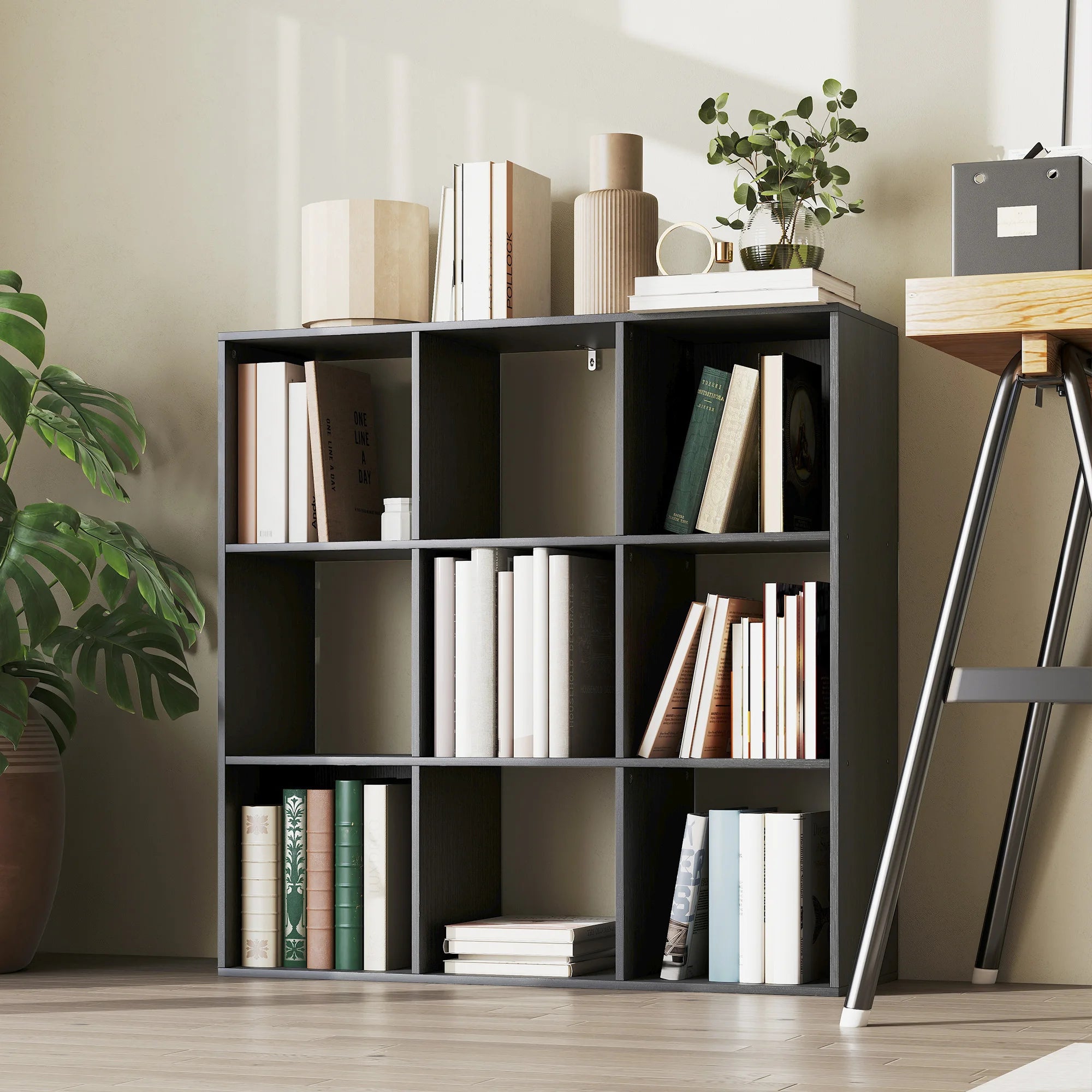 HOMCOM 9 Cube Storage Unit Cabinet Bookcase Display Shelves, Black