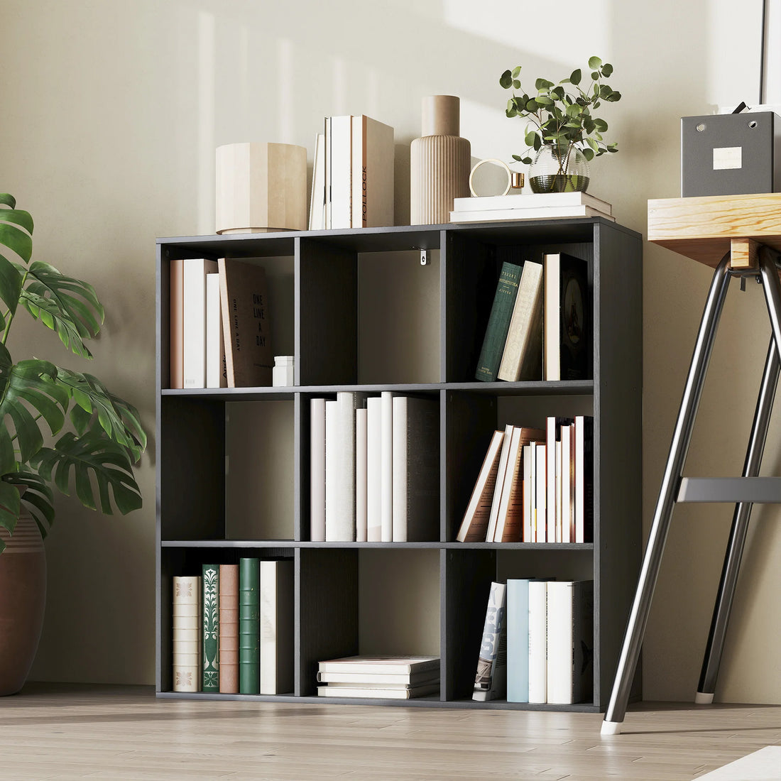 HOMCOM 9 Cube Storage Unit Cabinet Bookcase Display Shelves, Black