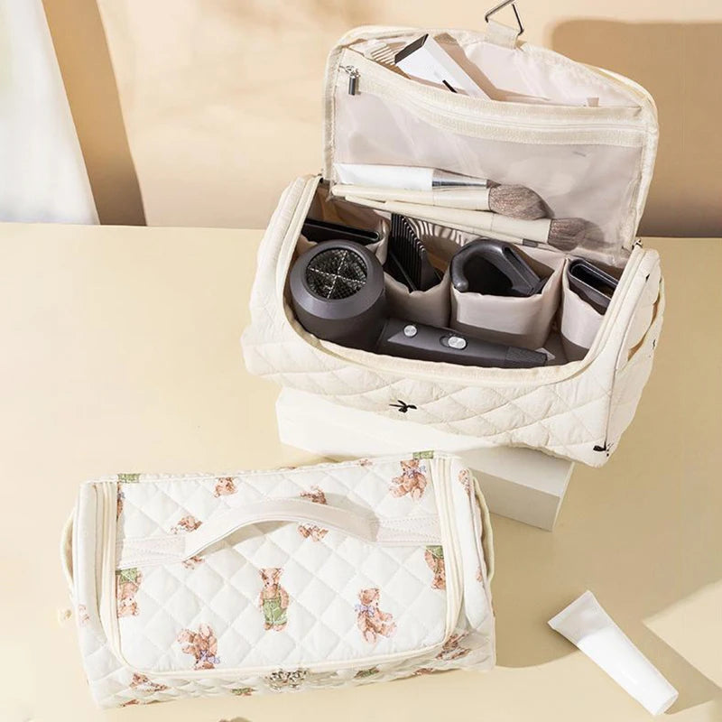 Travel Bag Hangable Storage Bags With Hanging Hook Quilted Travel Case For Airwrap Cotton Hair Tools