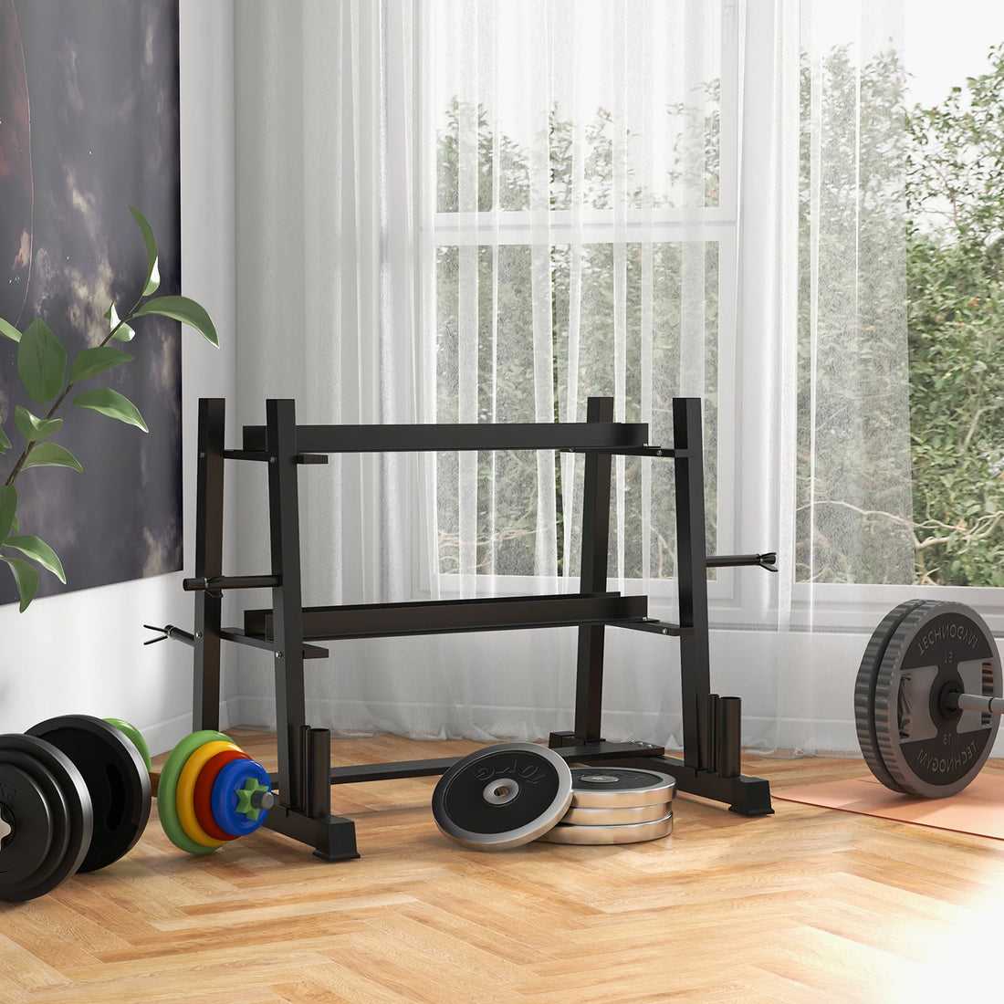 SPORTNOW 3-Tier Dumbbell Rack, Versatile Weight Rack w/ 4 Weight Rods (Rack Only)