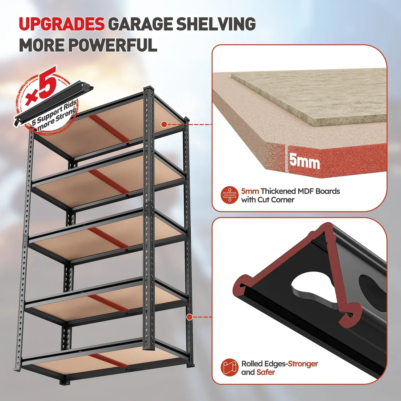 Garage Shelving Storage Shelves Heavy Duty Shelving 5 Tier Metal Shelving Units For Garage