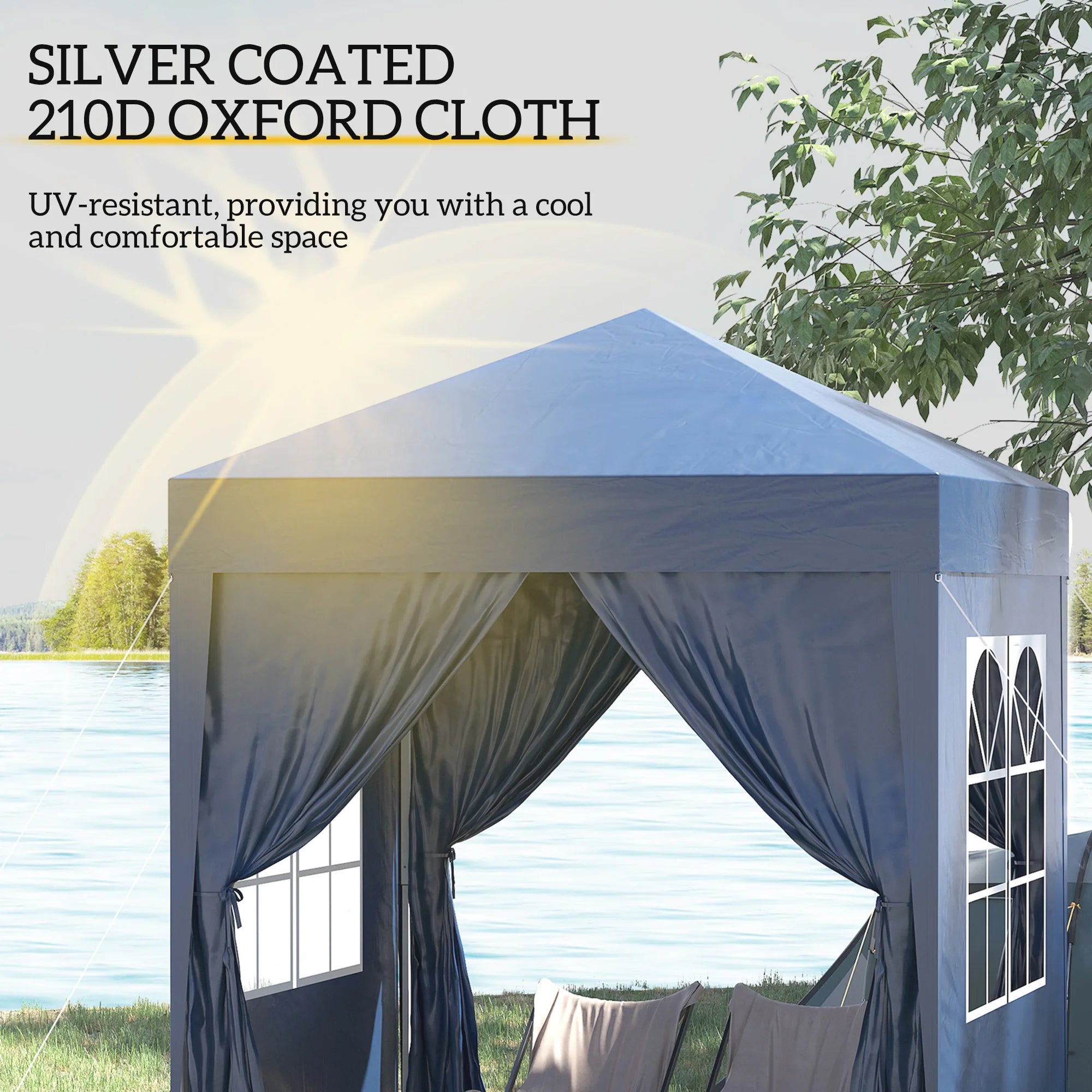 Outsunny 2 x 2 m Garden Pop Up Gazebo, Wedding Party Tent Marquee, Water Resistant Awning Canopy, Blue