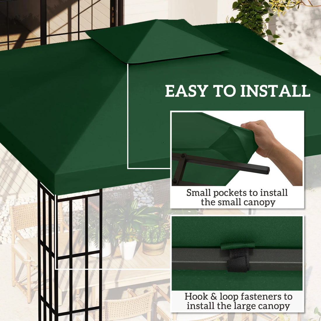 Outsunny 3 x 3(m) Gazebo Canopy Roof Top Replacement Cover Spare Part Dark Green (TOP COVER ONLY)