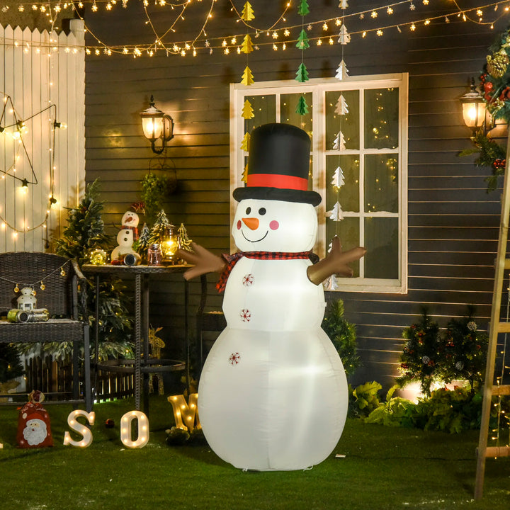 HOMCOM 6ft Giant Inflatable Snowman Christmas Decoration w/ LED Lights Accessories