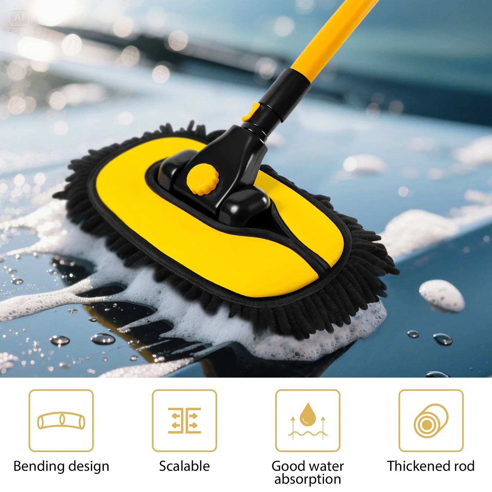 15° Arc Retractable Car Cleaning Brush, Portable Brush Set with Storage Bag for RV, Truck and Camper Cleaning