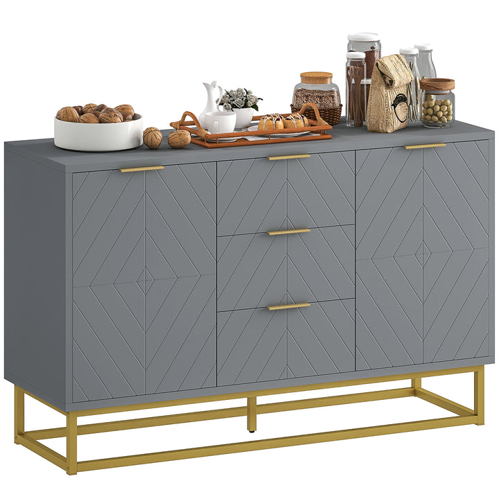 Sideboard Storage Cabinet with Adjustable Shelves, Grey