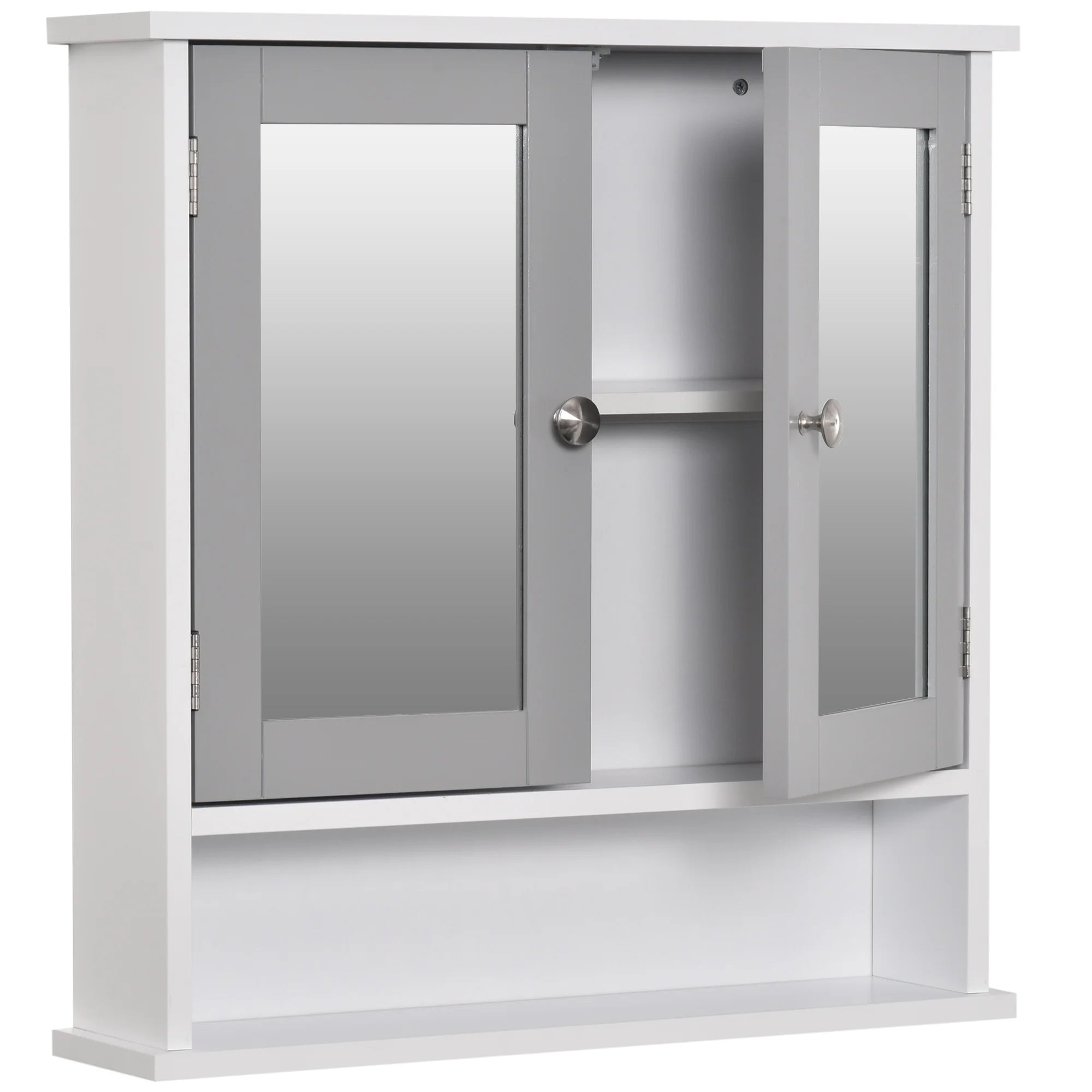 Wall Mounted Mirror Cabinet W/ Double Mirror Doors & Adjustable Shelf