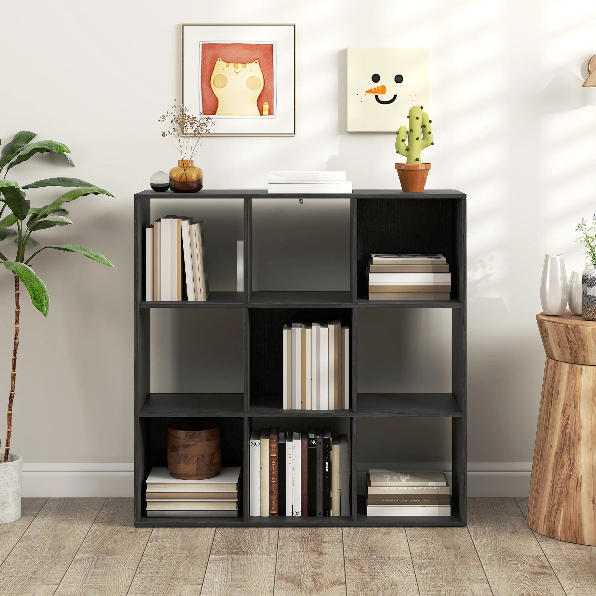 HOMCOM 9 Cube Storage Unit Cabinet Bookcase Display Shelves, Black
